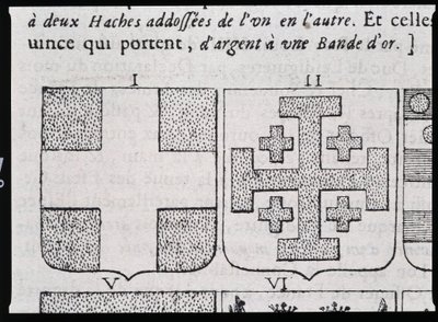 Arms of Montmorency and Godefroy de Bouillon - in “The true and perfect science of the coat of arms or the index of arms” by Pierre Paillot by French School
