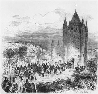 Army of Templars entering the Temple in Paris by French School