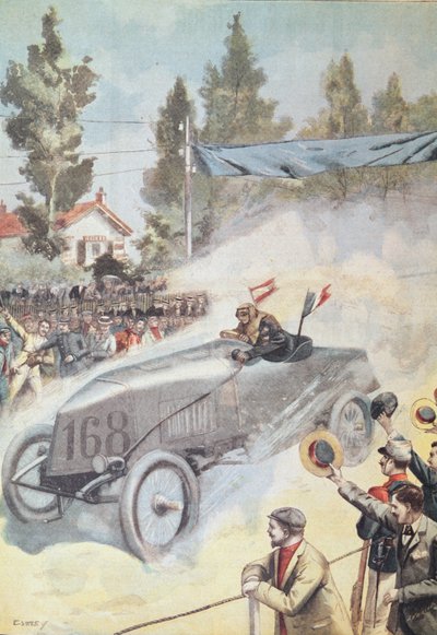Arrival in Bordeaux of the winner of the Paris to Madrid race, from Le Petit Journal, 1903 by French School