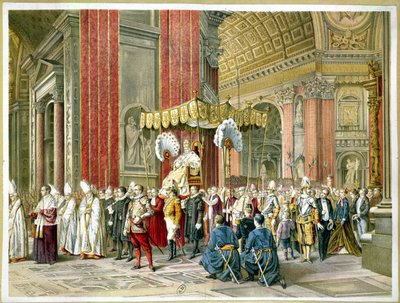 Arrival of Pope Pius IX on the sedia gestatoria at the opening of the First Vatican Council, 8th December 1869 by French School