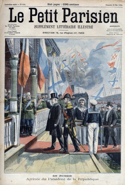 Arrival of the President of the French Republic Emile Loubet (1838-1929) in Russia, in 