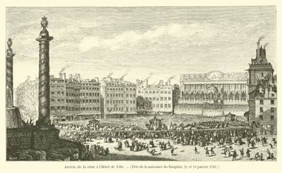 Arrival of the queen at the Hotel de Ville, Celebration of the birth of the Dauphin, January 21 and 23, 1782 by French School