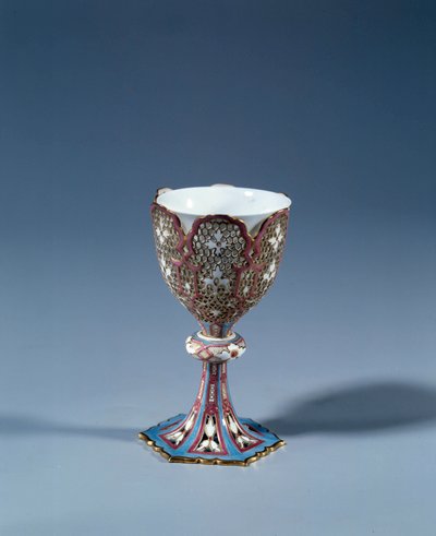 Art France: Mug on movable stand cut forming a display stand. Hard porcelain by French School