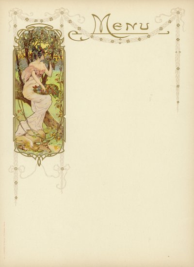 Art Nouveau Design for a Menu by French School