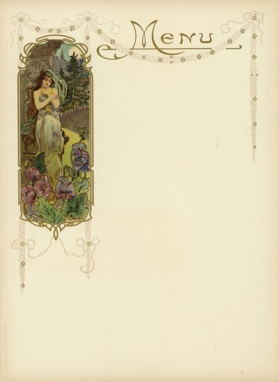 Art Nouveau Design for a Menu by French School