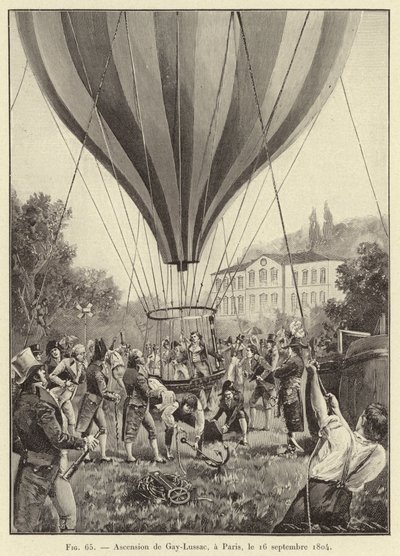Ascent of Gay-Lussac in Paris, September 16, 1804 by French School