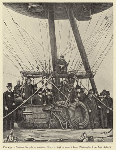 Free Ascent of November 17, 1889 with Twenty People on Board by French School