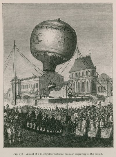 Ascent of a Montgolfier Balloon by French School