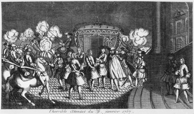 Assassination attempt on King Louis XV by Robert Francois Damiens on 5th January 1757 by French School
