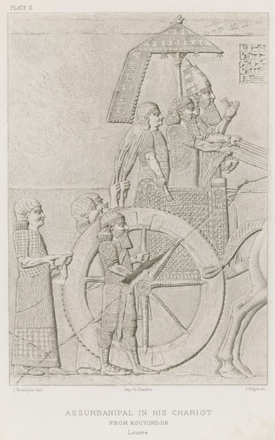 Assurbanipal in his chariot, from Kouyundjik, Louvre by French School