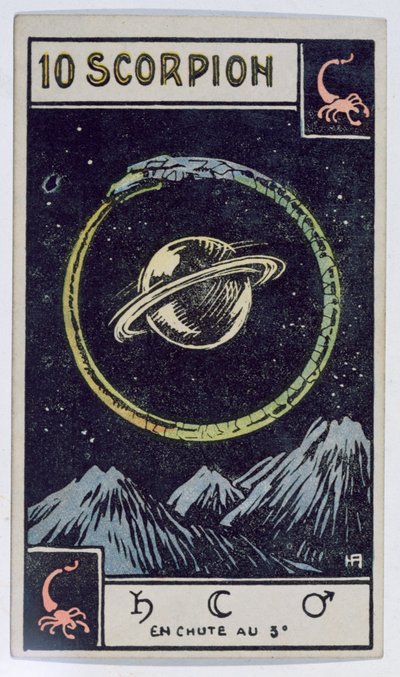 Astrological tarot card depicting Scorpio by French School