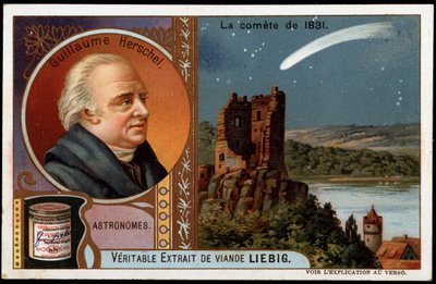 Astronomy: the comet of 1831, with the portrait of William Herschel - Liebig chromolithography by French School