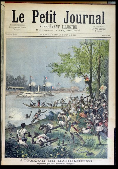 Attack on the Villagers of Dahomey, from Le Petit Journal, 20th August 1892 by French School