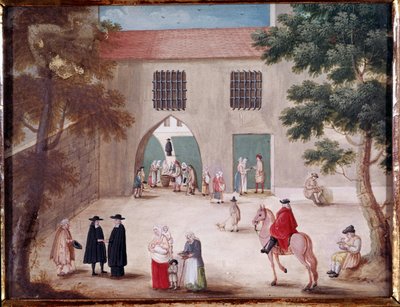 Aumones in the courtyard of the abbey of Port Royal des Champs by French School