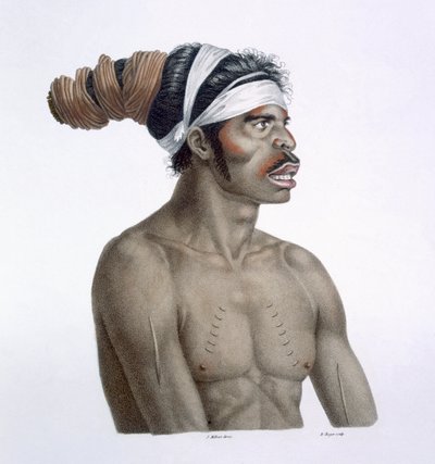Australian Aborigine, a Man Called Cour-rou-bari-gal, from New Holland, 1812 by French School