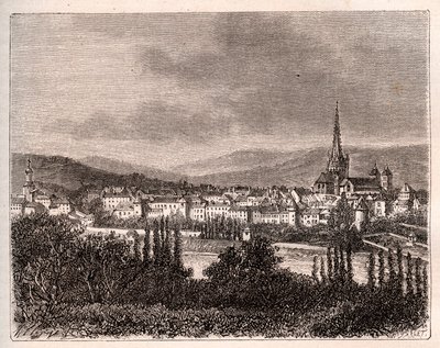 Autun - department of Saone-et-Loire - engraving in La France illustree: geography, history, statistical administration by V.A. Malt-Brown. 1884 by French School