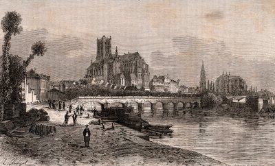Auxerre - Bourgogne-Franche-Comte - engraving in 