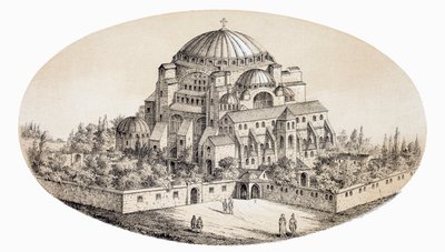 Aya Sofya Camii or St Sophia Basilica, Istanbul, Turkey, after a mid-19th century illustration, from L