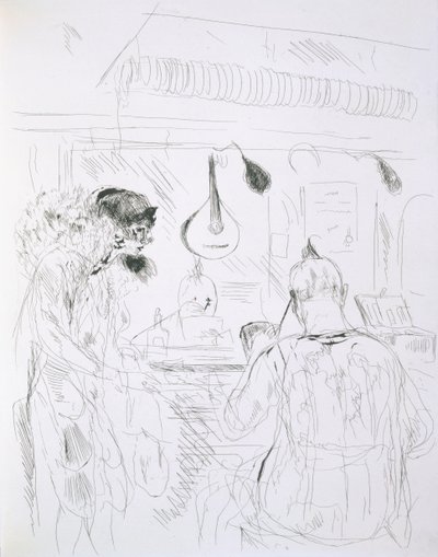 Backstage scene at a Paris Bal de Nuit or circus, from Paris Sketches: Etchings by Forain and Raffaelli, 1880 by French School