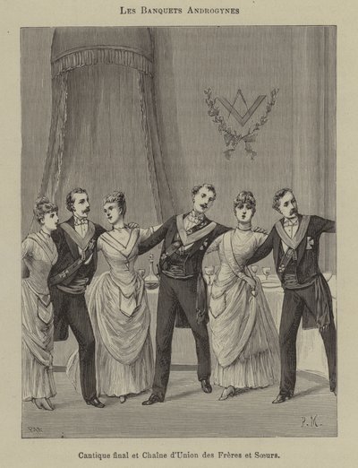 Banquet in a mixed sex lodge by French School