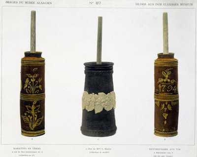 Barattes (for the manufacture of butter) in worked earthen preserved at the Alsatian Museum, c.1800 by French School