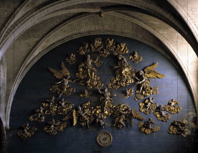 Baroque architecture: decor (17th century). Wall at the back of the nave of the Church of Our Lady of the Angels. L