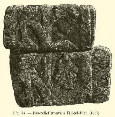 Bas-relief found at Hotel-Dieu, 1867 by French School