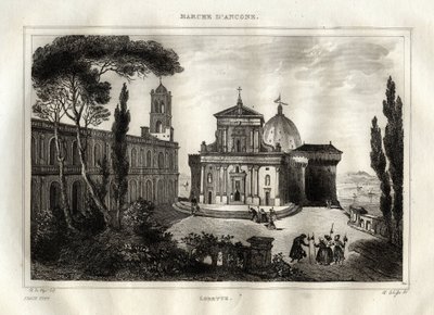Basilica della Santa Casa - Loreto - Sanctuary of Lorette - Loreto - Basilica of Our Lady of Loreto - Holy House of Loreto or House of Nazareth - Engraving from 
