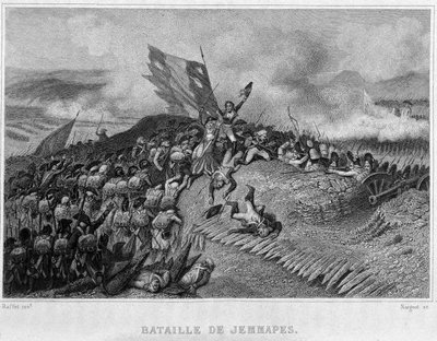 Battle of Jemappes in 1792 (Victory of the French, commanded by Dumouriez) - in Revolution francaise by Thiers. 19th century by French School