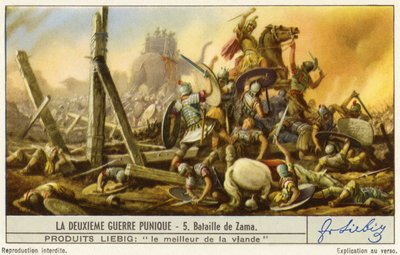 Battle of Zama, Second Punic War, Liebig Card by French School