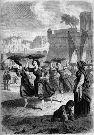 Bayonne Sardine Merchants Going to Biarritz, Pyrenees Atlantiques by French School