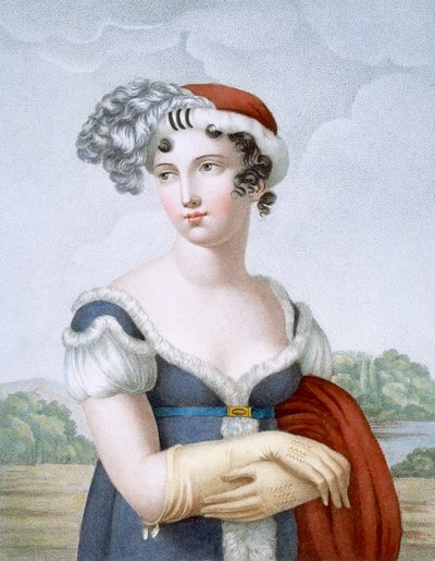 Beautiful Lady Dressed in Polonaise Style, Engraved by L. Dibart by French School