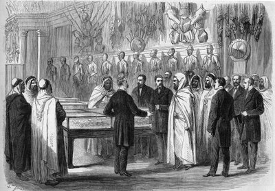 Ben Mahi Ed Din Abd El Kader (Abd El-Kader) (1808 - 1883) Algerian Emir visiting the Artillery Museum on July 18 by French School