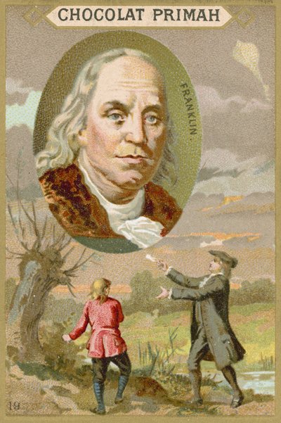Benjamin Franklin, American Scientist, Inventor and Politician by French School