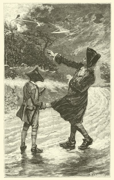 Benjamin Franklin Flying His Kite by French School