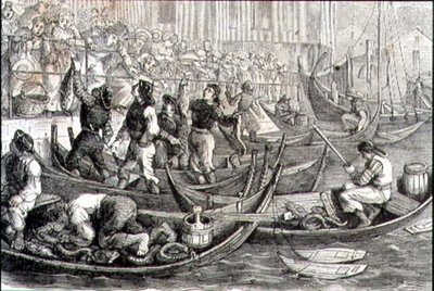Bergen Fish Market in the 1860s by French School