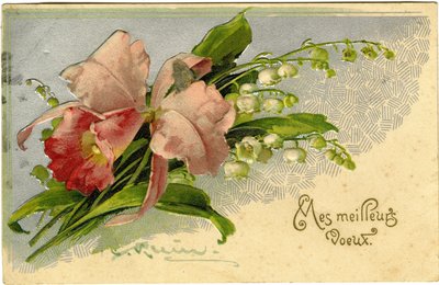 Best Wishes of Lily of the Valley and Flowers by French School
