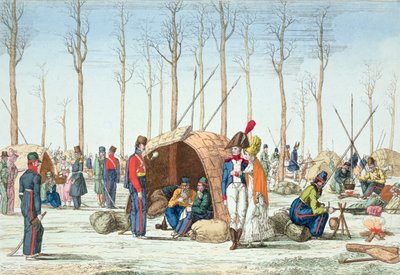 Bivouac of Russian Troops on the Champs Elysées, Paris by French School