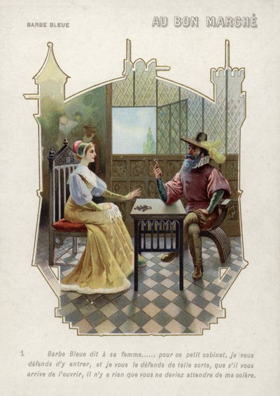 Bluebeard forbids his wife to enter his room by French School