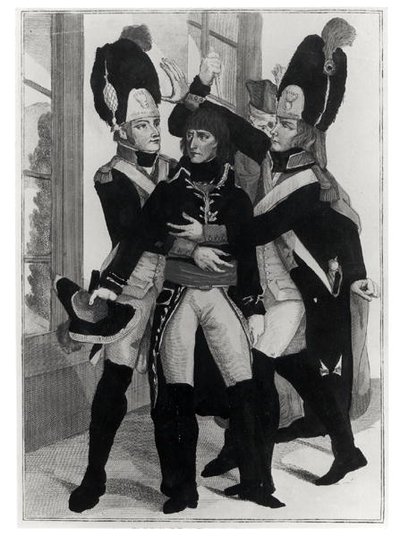 Bonaparte Protected by Two Grenadiers during the Session in St. Cloud, 19 Brumaire an 8 (10th November 1799) by French School