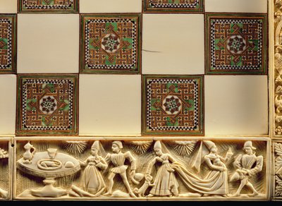 Border of a chessboard depicting courtly life, 1415 by French School