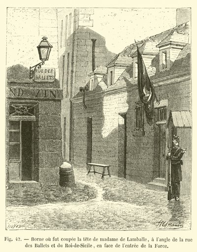Marker Where the Head of Madame de Lamballe Was Cut Off, at the Corner of Rue des Ballets and Roi-de-Sicile, Opposite the Entrance of La Force by French School