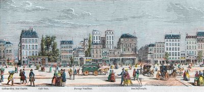 Boulevard du Temple south side - Rue Charlot - Cafe Turk - Passage Vendome - Rue du Temple - Engraving in “Tableau-de-Paris” by Edmond Texier 1852 by French School