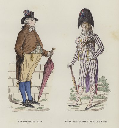 Bourgeois and a Dandy in Festival Costume, 1788 by French School