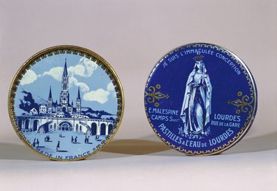 Box of pastilles made with Lourdes water by French School