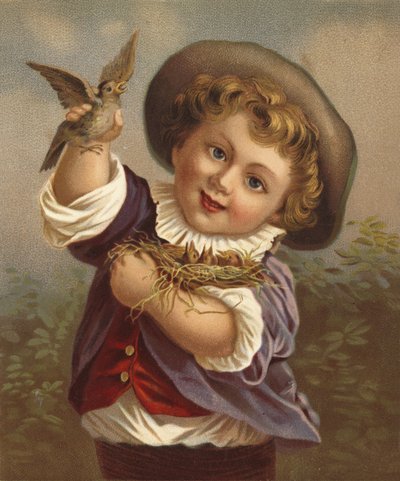 Boy Holding a Bird and the Bird