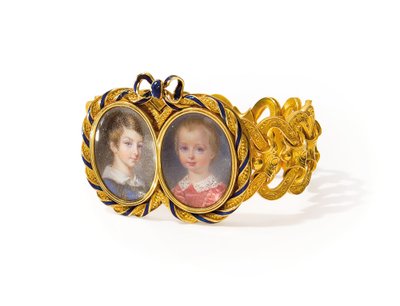 Bracelet with two miniatures, Morel & Cie, c.1845 by French School