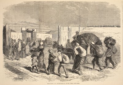 Bringing in vegetables from the suburbs, illustration from Cassells History of the War between France and Germany, 1870-1871 by French School