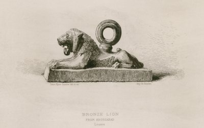 Bronze lion, from Khorsabad, Louvre (engraving) by French School