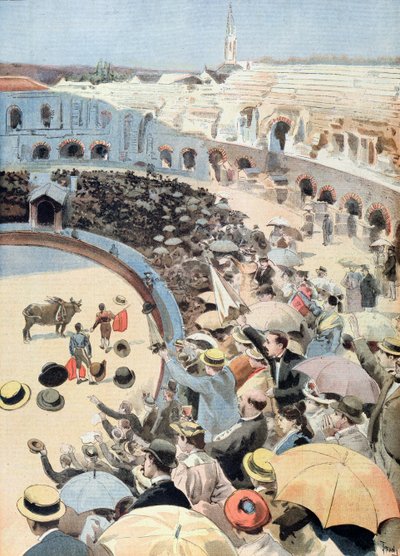 Bullfight in at Nimes, illustration from Le Petit Journal, 1894 by French School